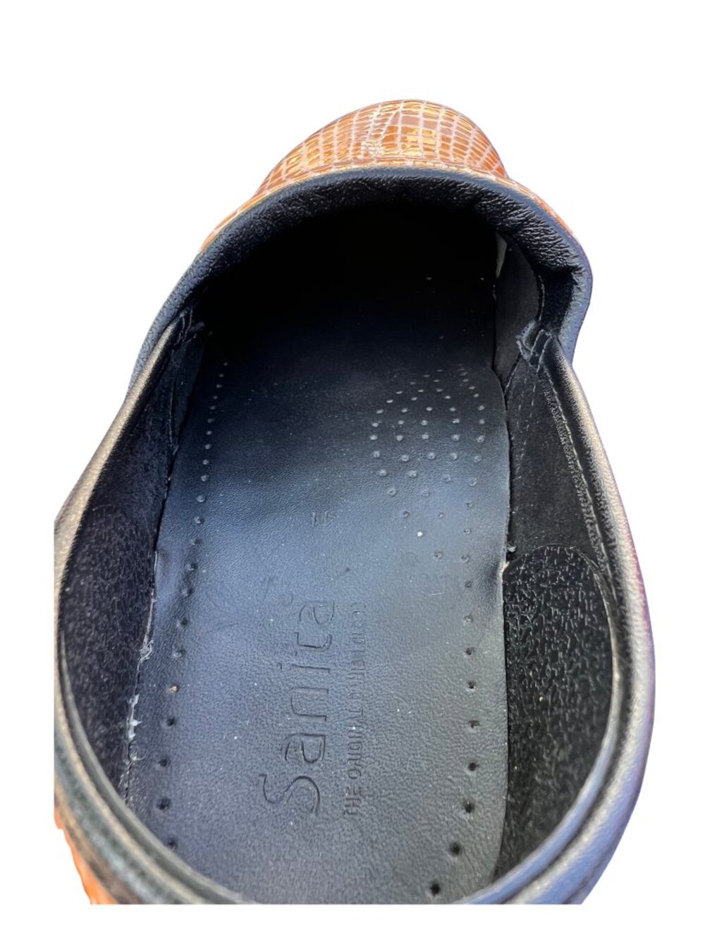 Sanita Professional Clogs Tan Croc Patent Leather Nursing EU41 US10 - Picture 4 of 12